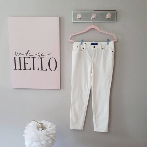 NWOT Talbots white shimmer sparkle slim ankle corduroy jean pants - Picture 5 of 8